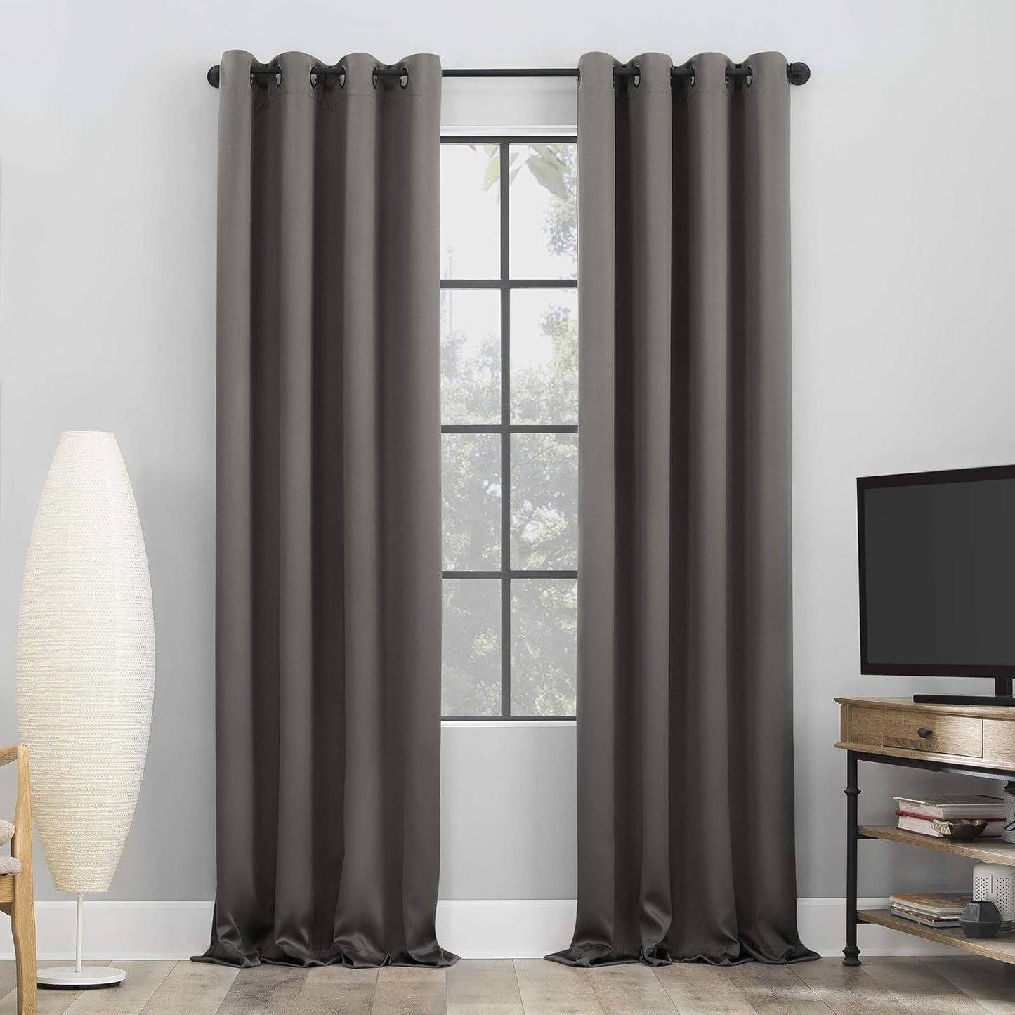 Sun Zero Nordic 100% Blackout Grommet Curtain Panel Pair