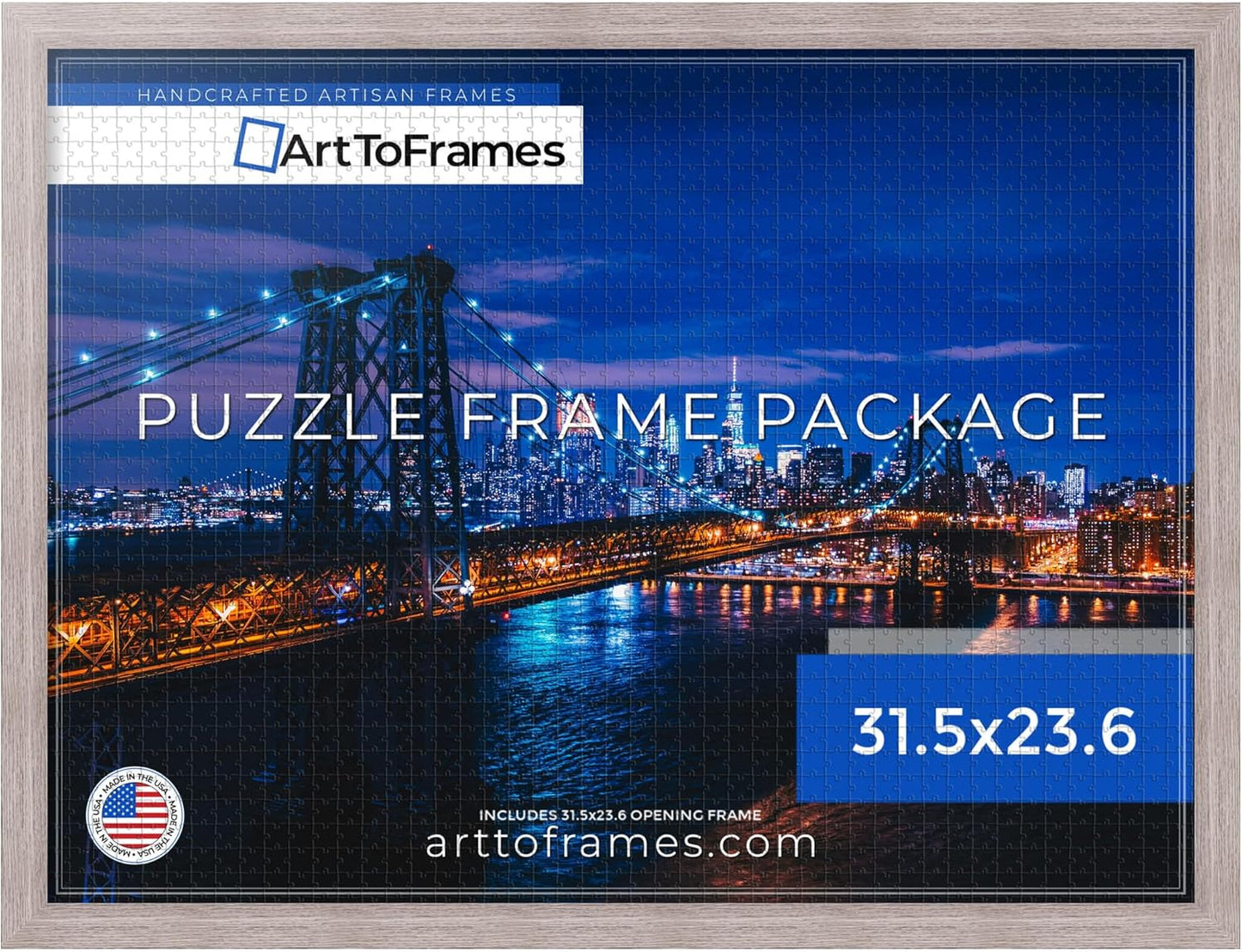 ArtToFrames 31.5x23.6 INCH Gray Oak Frame for 1500 Piece Puzzles
