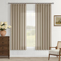 Khaki Tan Linen Kitchen Curtains 63 in Long Pinch Pleated - Soft Light