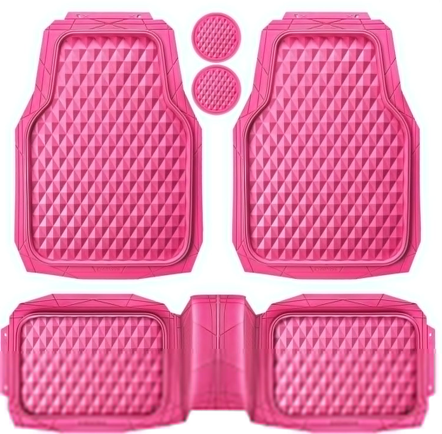 CAR PASS Heavy Duty Rubber Barbie Pink Car Floor Mats Set