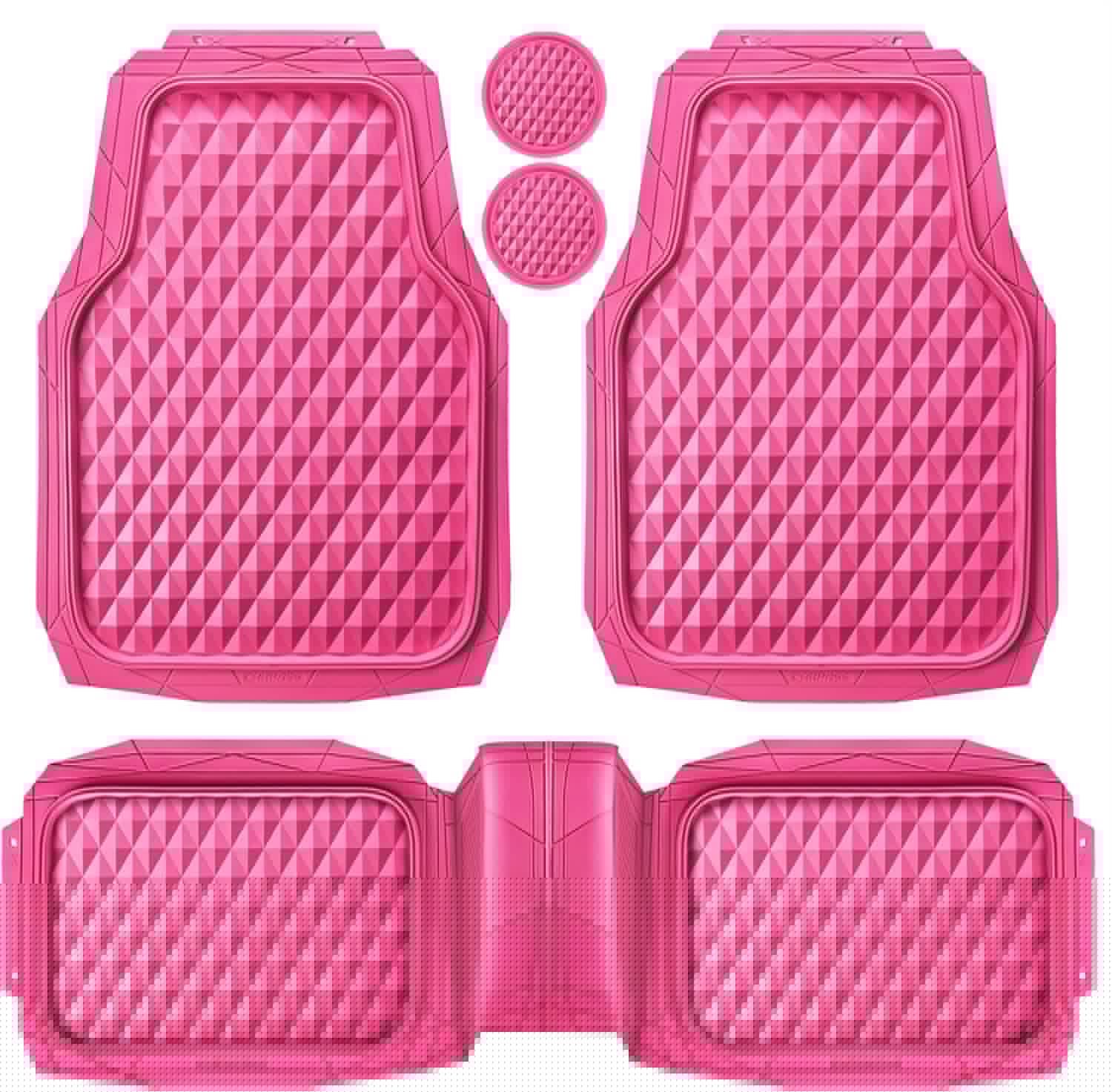 CAR PASS Heavy Duty Rubber Barbie Pink Car Floor Mats Set