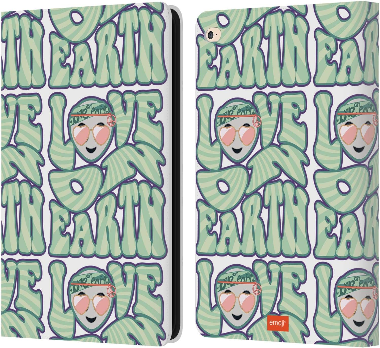 Emoji Love On Earth Leather Wallet Case for iPad Air 2 (2014)