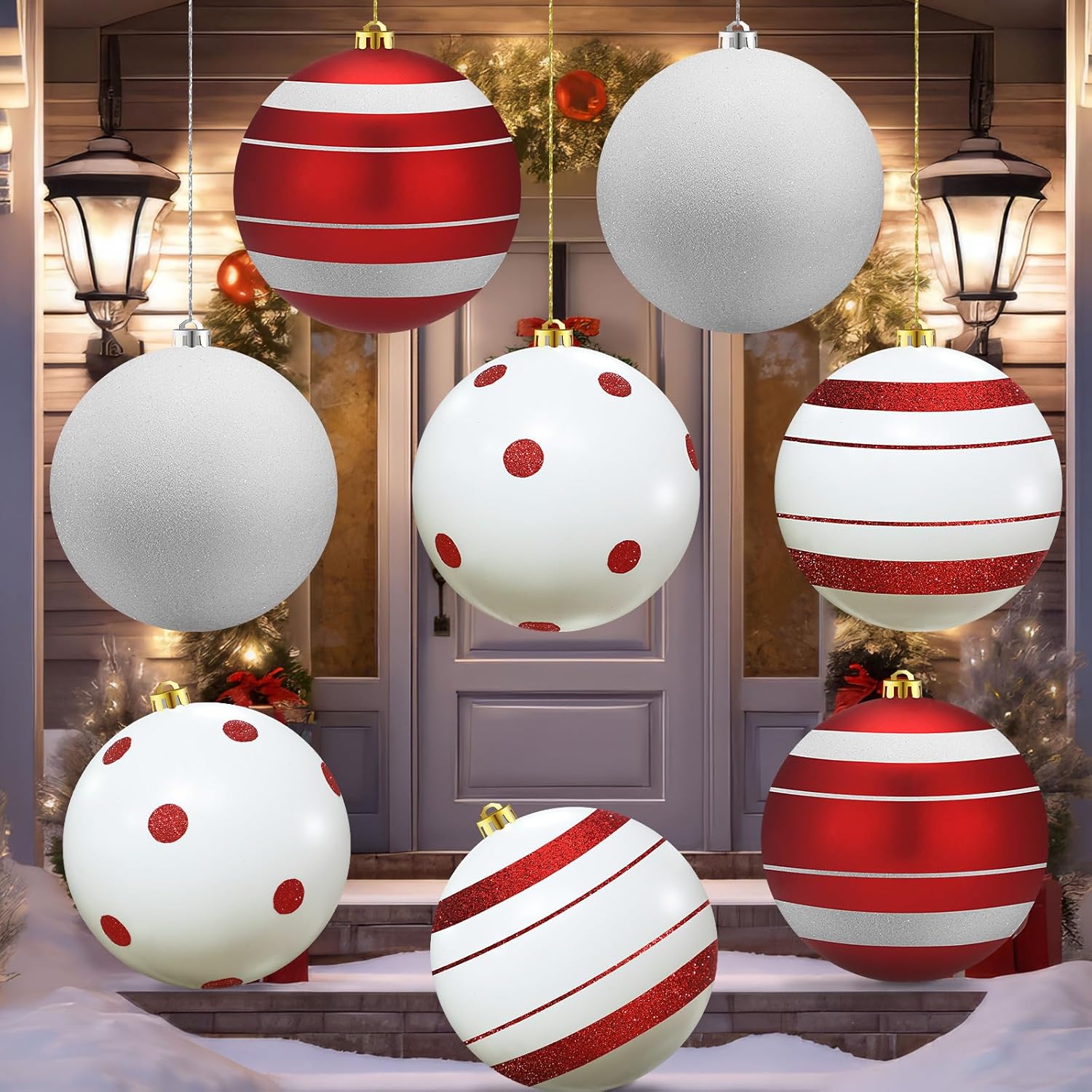 8 Pack Extra Large Christmas Ornaments for Festive Decor