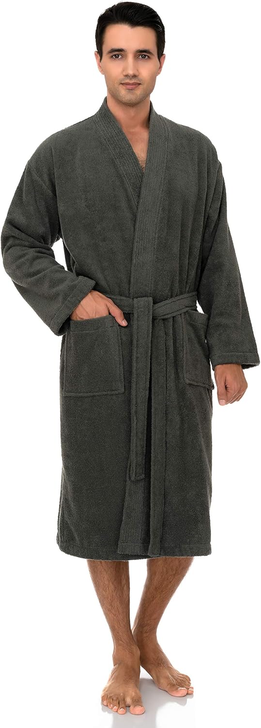 Soft Cotton Terry Cloth Bathrobe for Men - Comfortable Kimono Style