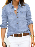 luvamia Denim Shirt Women Chambray Jean Western Shirt - Breathable in