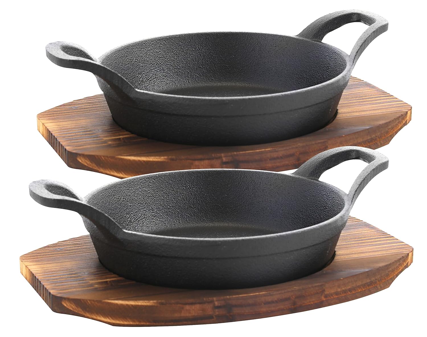 Bruntmor Mini Cast Iron Sizzler Plates Set for Fajitas and Steak