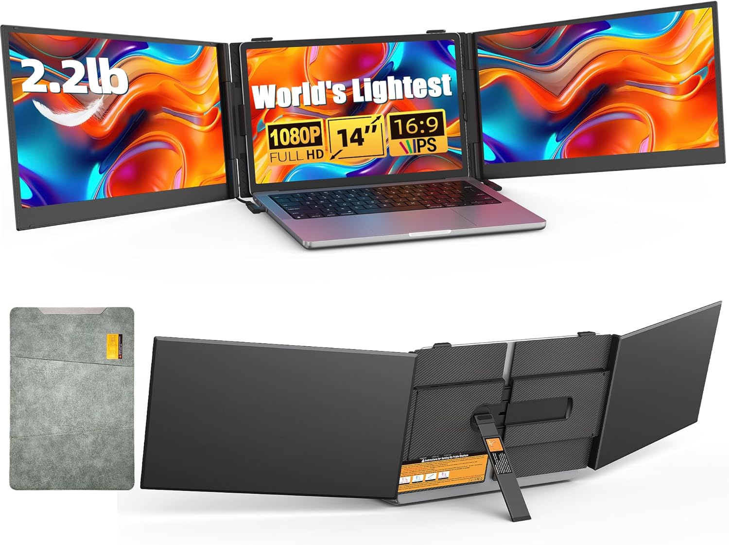 14 Inch Triple Laptop Screen Extender for Enhanced Productivity