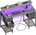 47 in Computer Desk with 4 Drawers and LED Lights - Organized Gaming