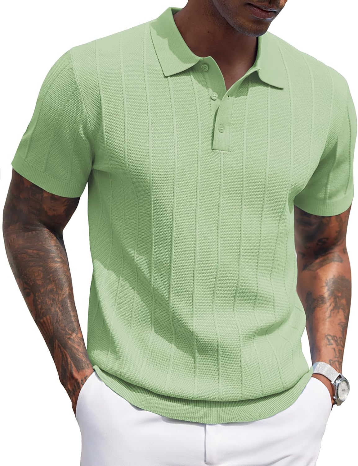 Stylish COOFANDY Mens Knit Polo Shirts for Casual Golf Wear