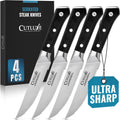 Cutluxe Steak Knives Set of 4 - Serrated Forged German Steel