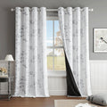 Floral 100% Blackout Curtains 52x90 in Grey White - Total Room