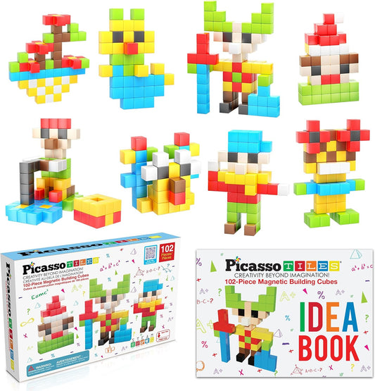 PicassoTiles 102pcs Pixel Magnetic Puzzle Cube for Kids 3