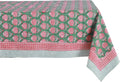 Roma Green 100% Cotton Rectangle Tablecloth 60 x 108 in - Hand Block