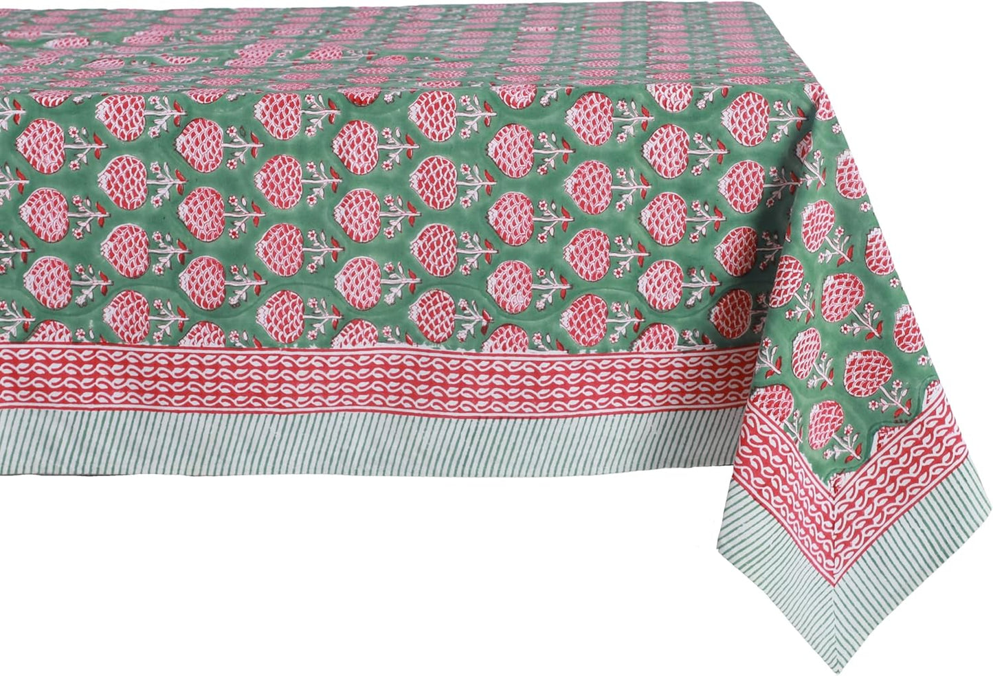 Roma Green 100% Cotton Tablecloth for Elegant Dining Events