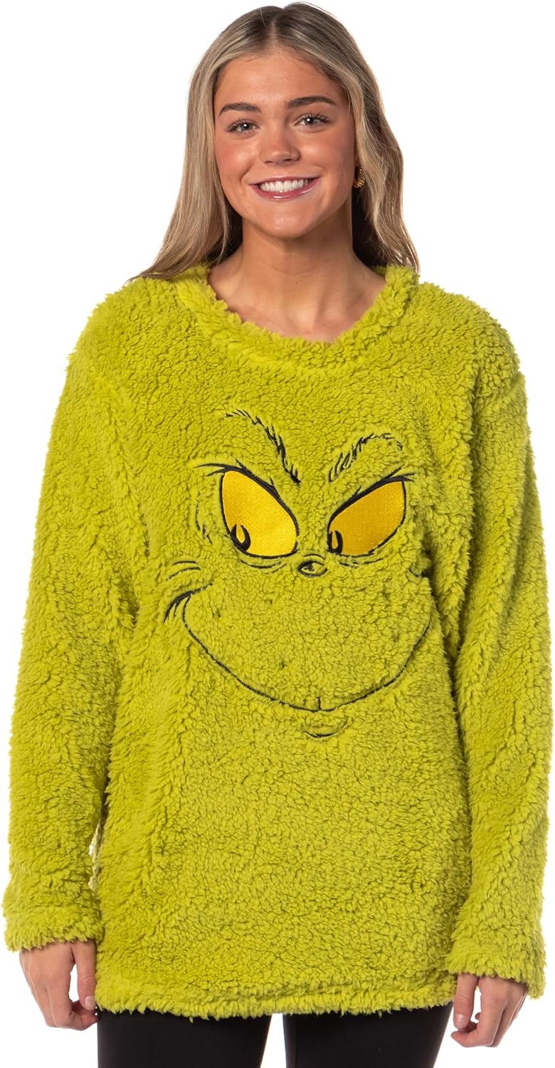 Cozy Grinch Fleece Sleep Shirt for Adults