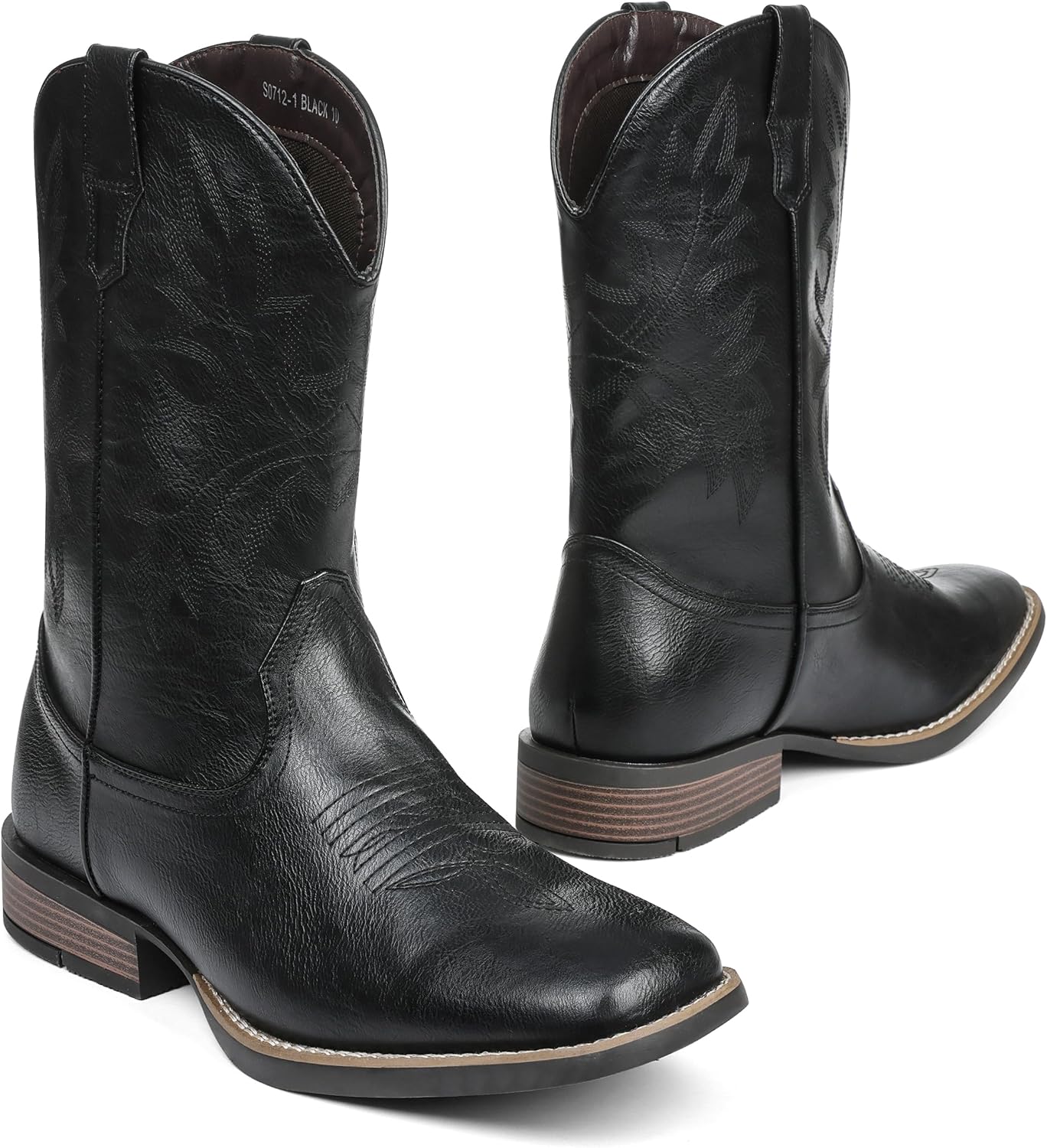 Durable Cowboy Boots for Men with Wide Square Toe Design