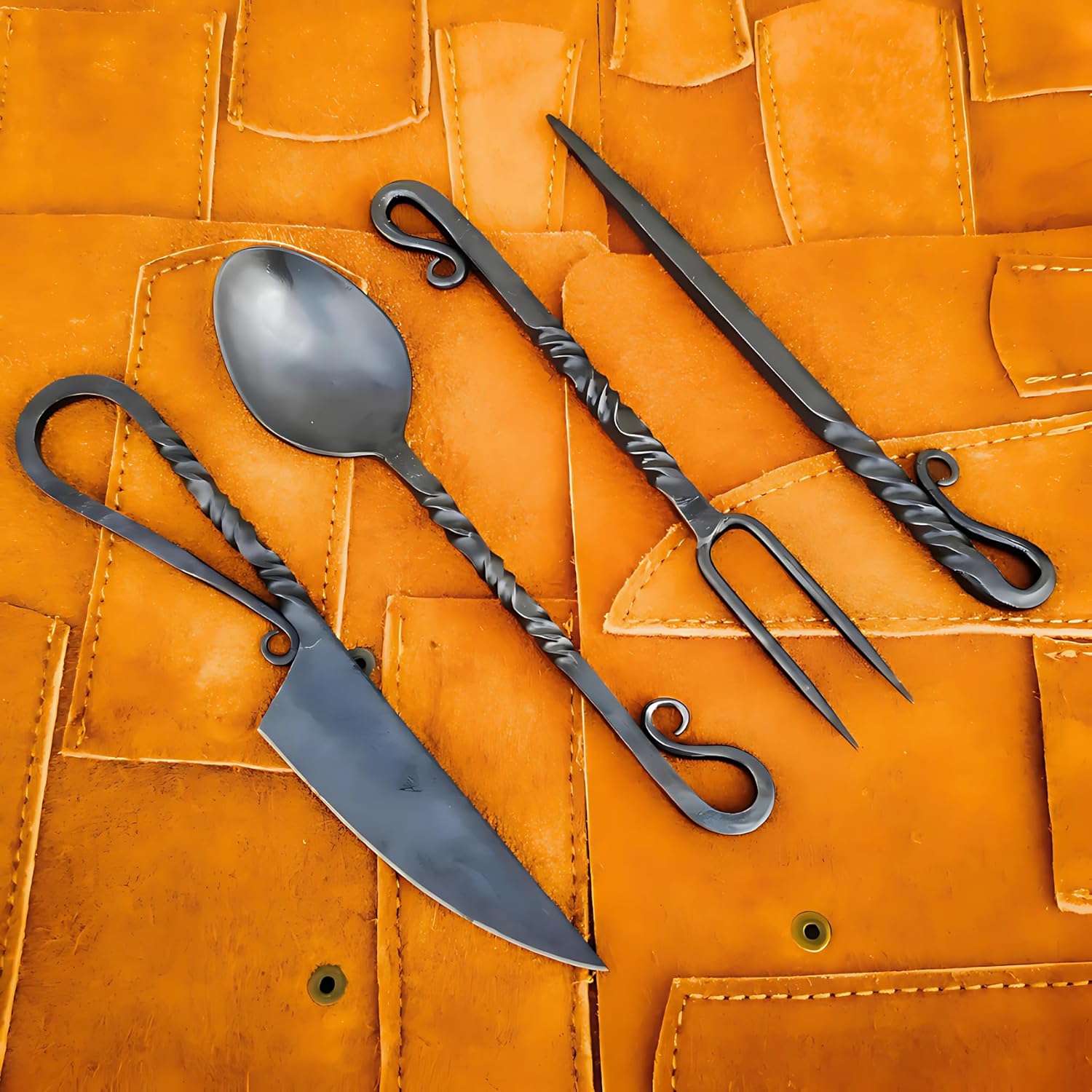 Hand Forged Medieval Cutlery Set for Viking Dining Experience