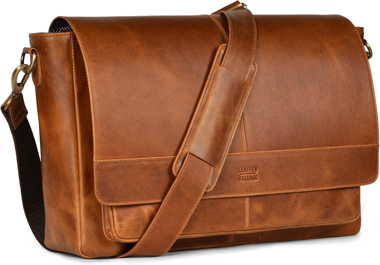 Vintage Leather Messenger Bag for Men & Women - Handmade Satchel