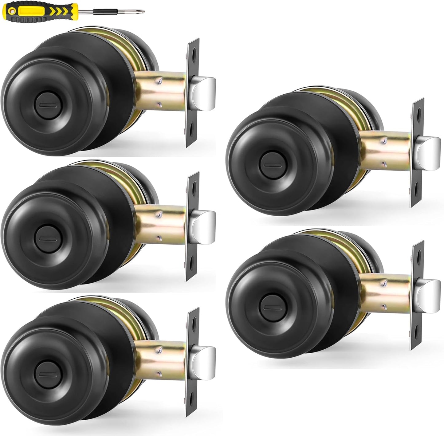 Lanwandeng 5 Pack Interior Door Knobs for Bedroom or Bathroom