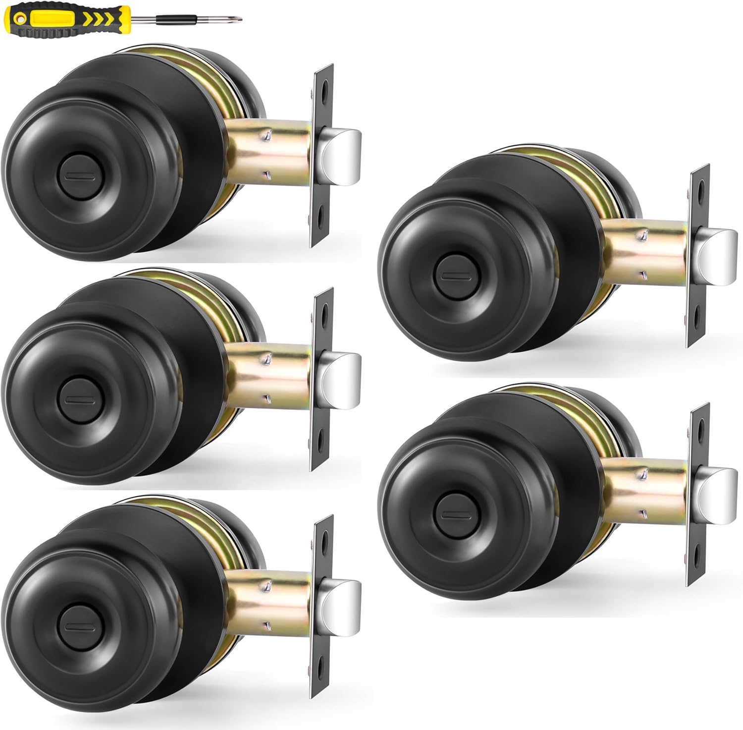 Lanwandeng 5 Pack Interior Door Knobs for Bedroom or Bathroom