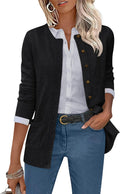 ANRABESS Women's Crewneck Button Down Cardigan - Soft Knit Layering