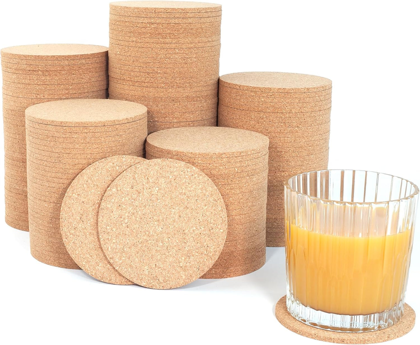 200-Pack Round Cork Coasters for Custom Engraving and Gifts