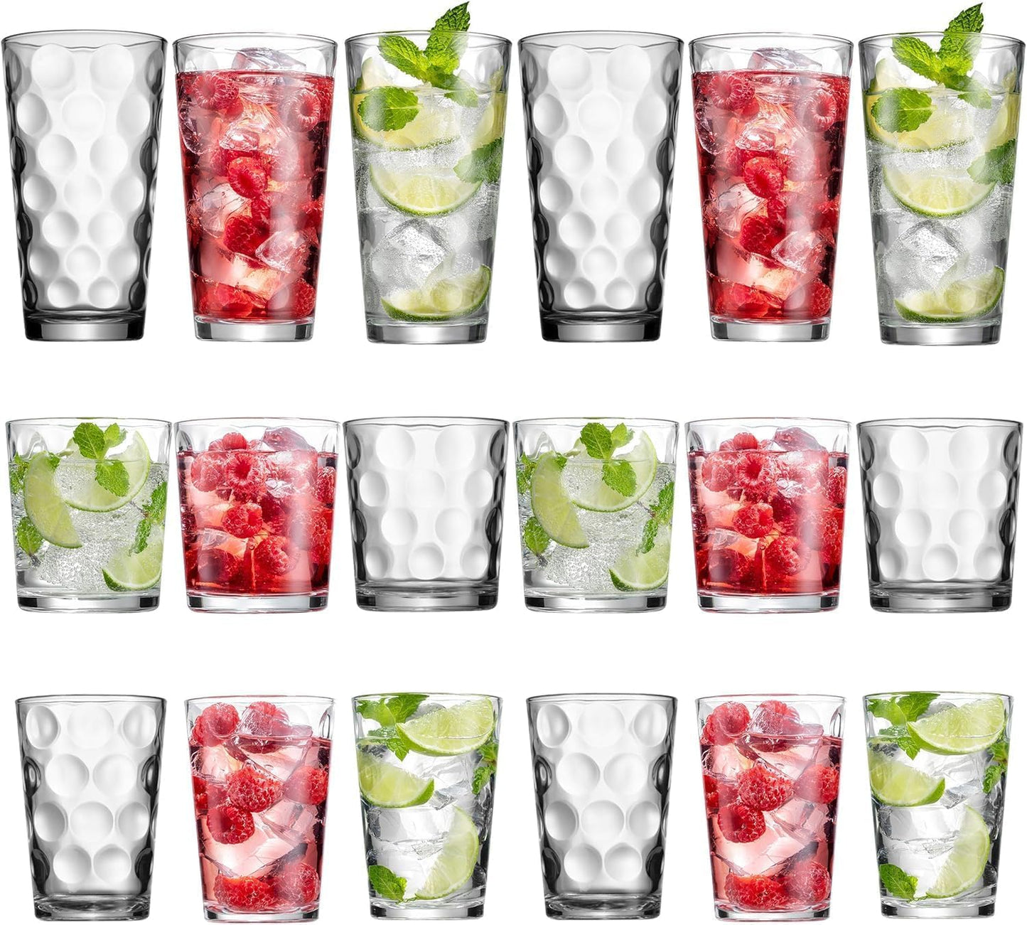 Melrose 18-Piece Family Drinking Glasses Set for Every Occasion