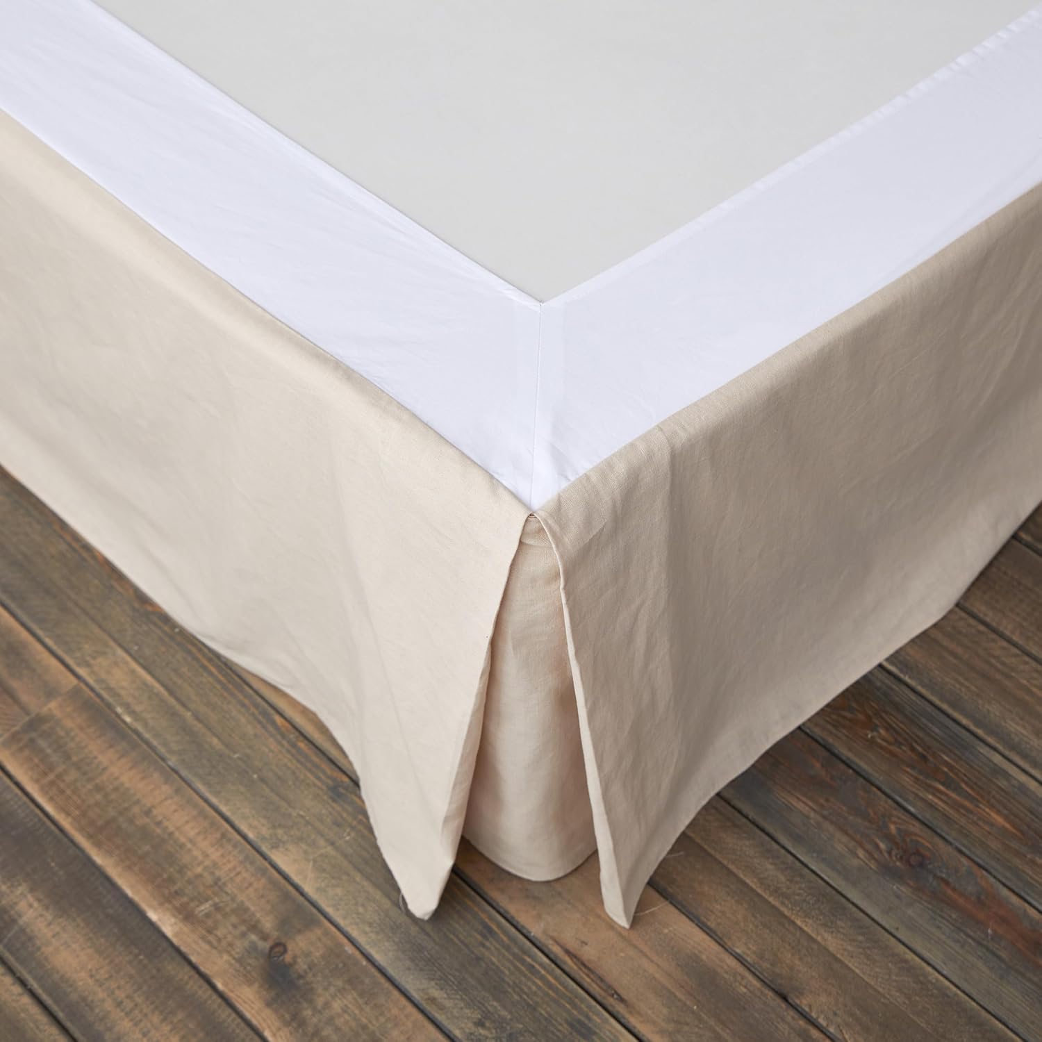 BISELINA French Linen Wrap Around Bed Skirt for Queen Beds