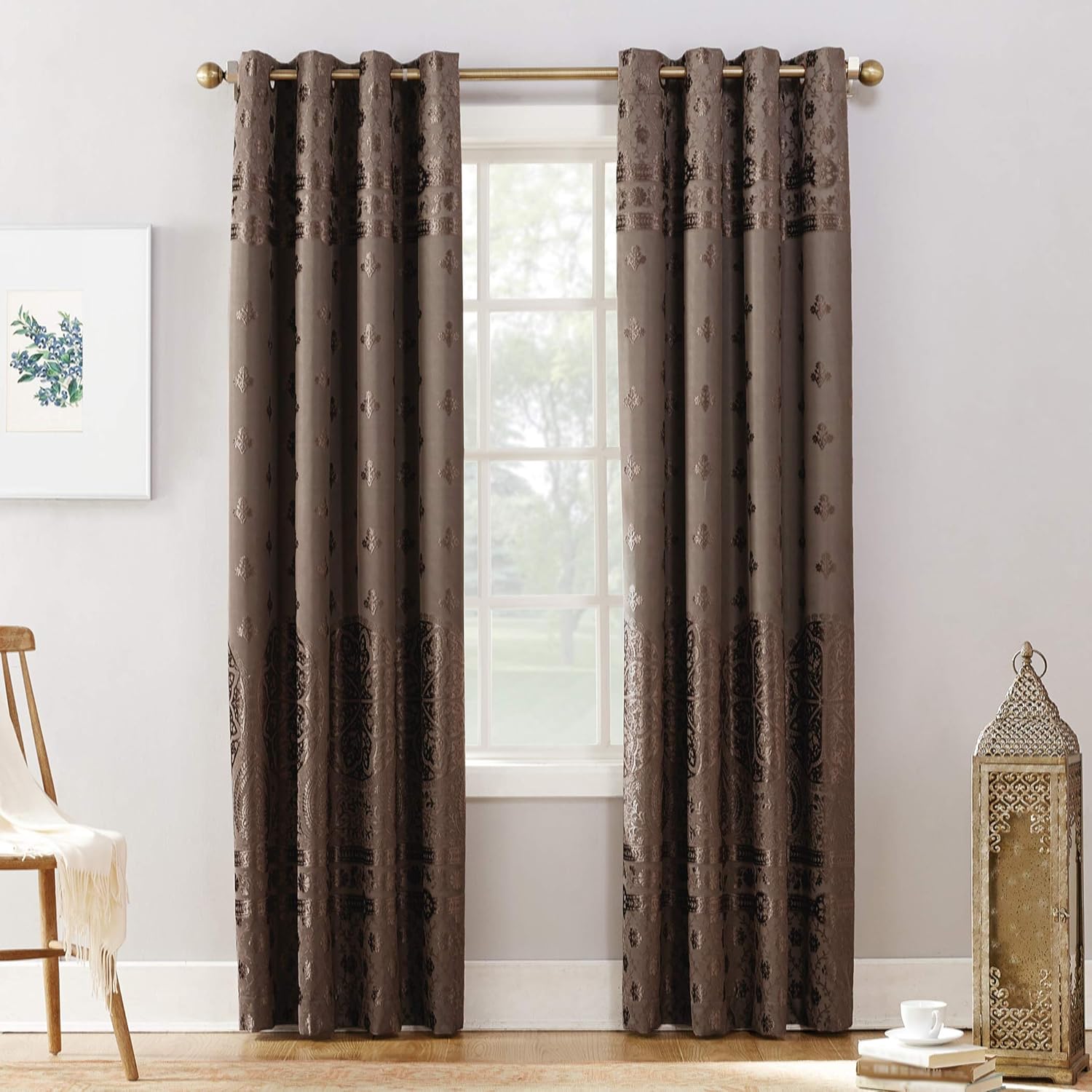 Total Blackout Velvet Curtain, Mocha, 50 x 95 - Extreme Thermal Insulation