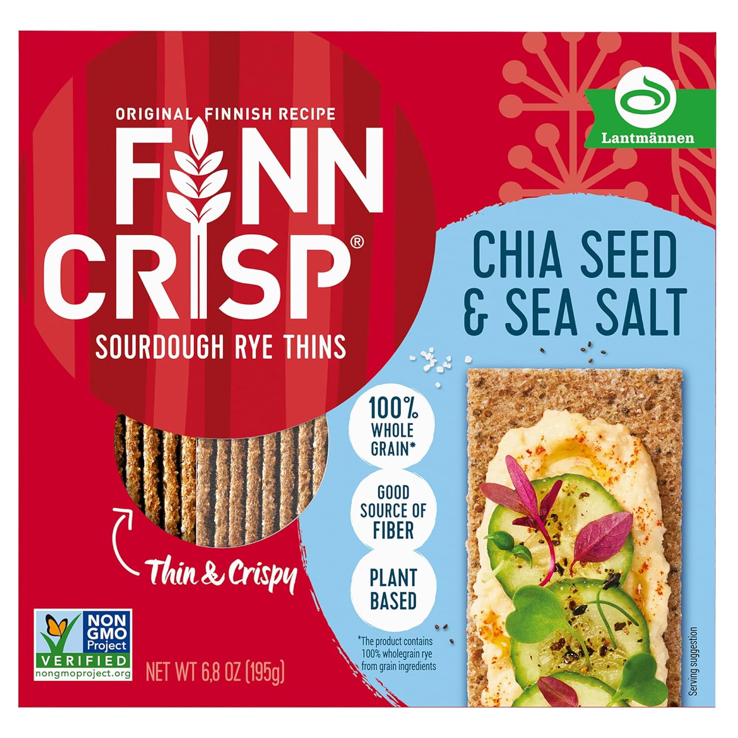 Finn Crisp Chia Seed Sourdough Rye Thins for Healthy Snacking