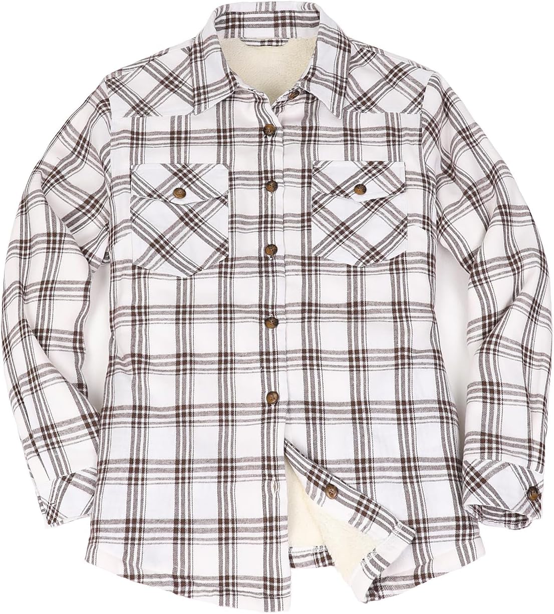 ThCreasa Womens Sherpa Lined Flannel Jacket for Cozy Comfort