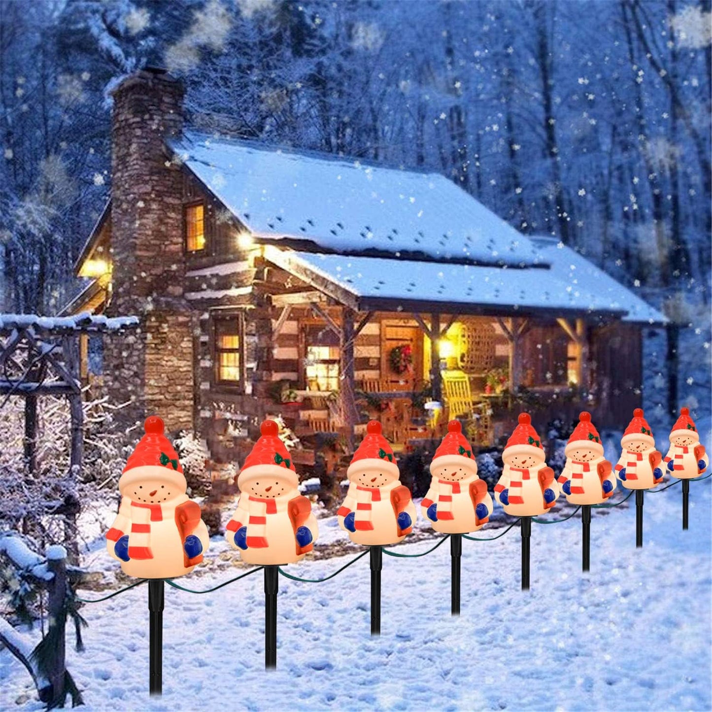 Goothy 2 Sets Snowman Christmas Pathway Stakes Lights for Yard