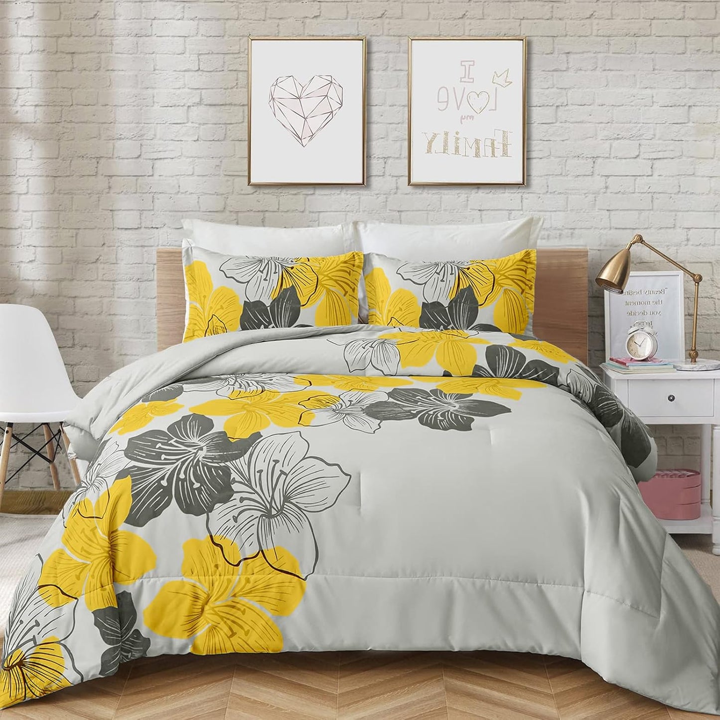 Menghomeus California King Comforter Set with Floral Design