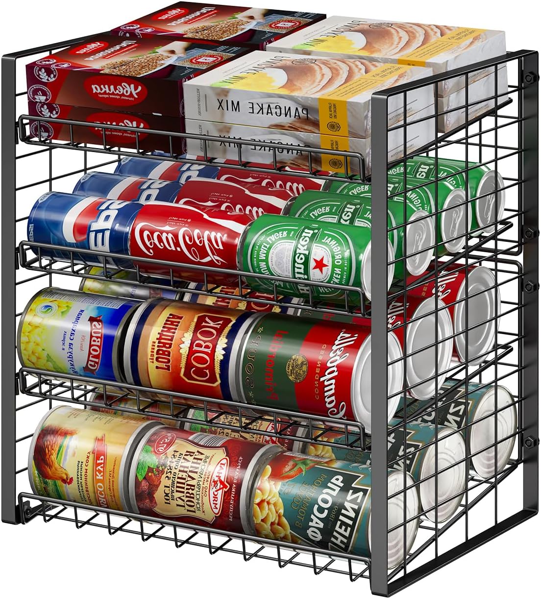 4-Tier Can Rack Organizer for Pantry - Adjustable Storage Solution