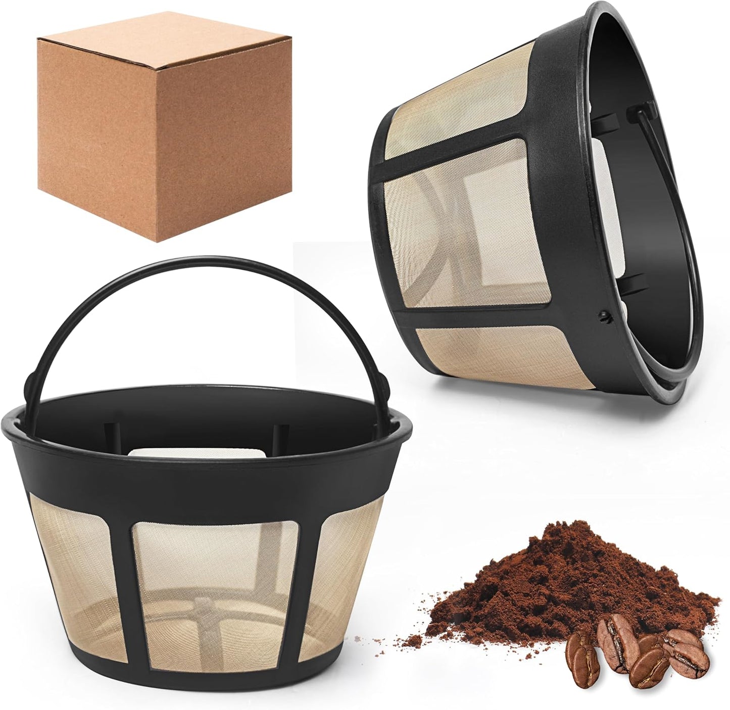 BRENSTEN Reusable Filter Basket: Fits MrCoffee - Permanent Gold Filter 2-Pack