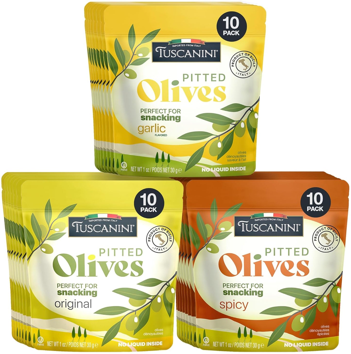 Tuscanini Italian Pitted Olive Snack Packs for Healthy Snacking