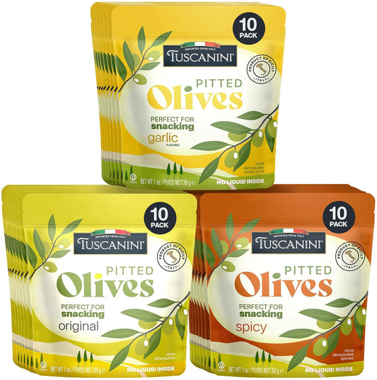 Tuscanini Italian Pitted Olive Snack Packs for Healthy Snacking