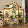 Bamworld Plant Stand Indoor with Grow Lights Wood Shelf - Stylish