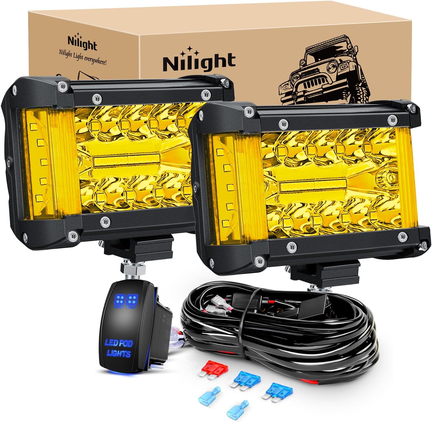 Nilight Side Shooter LED Light Bar for Off Road Vehicles
