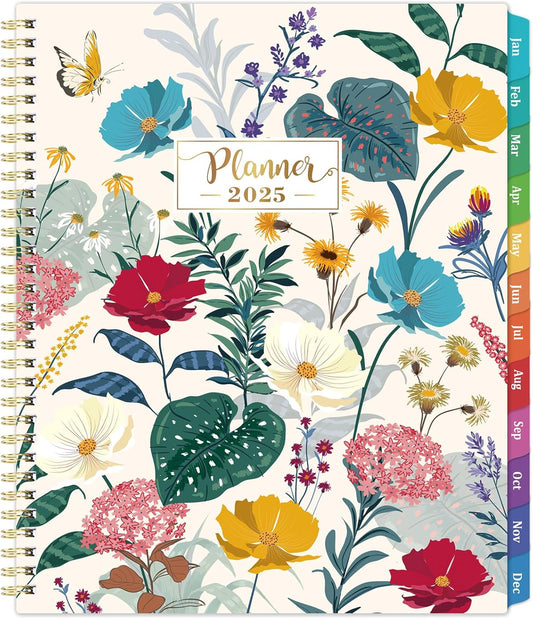 2025 Planner - Colorful Tabs, Weekly & Monthly, Twin-wire Binding