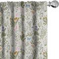 Floral Window Curtains Pack of 2 - Lightweight Botanical Panels