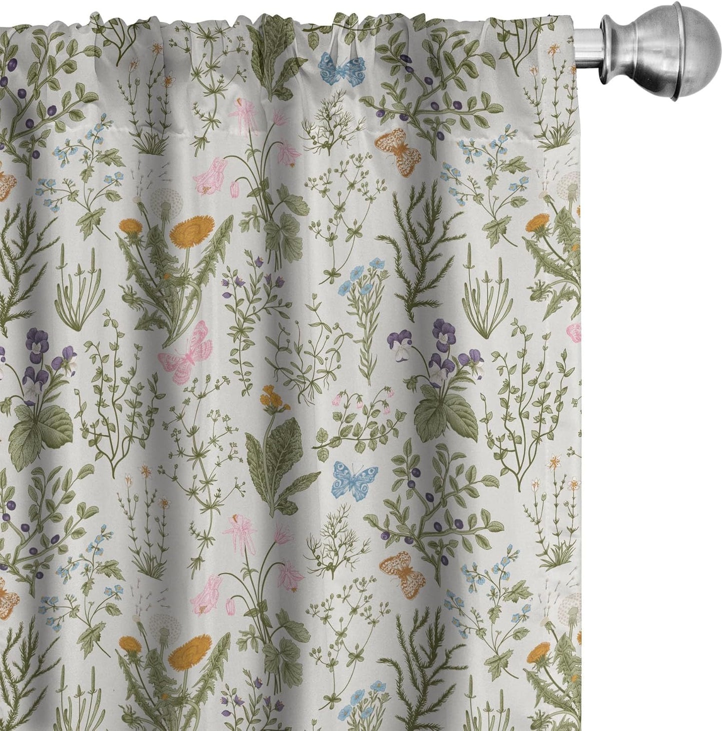 Vintage Floral Curtains Set - Botanical Garden Design, 4 Panels, 28 x 63, Lightweight & Stylish