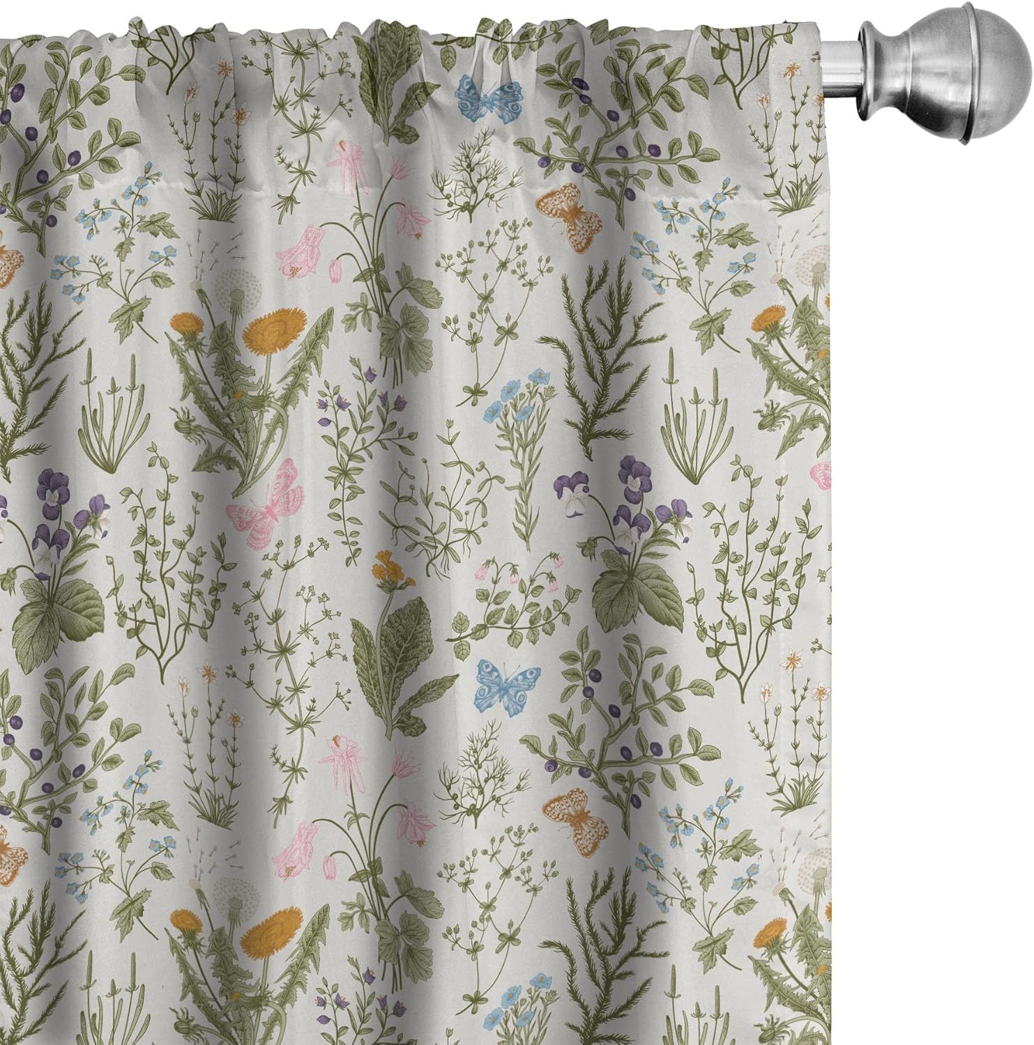 Vintage Floral Curtains Set - Botanical Garden Design, 4 Panels, 28 x 63, Lightweight & Stylish