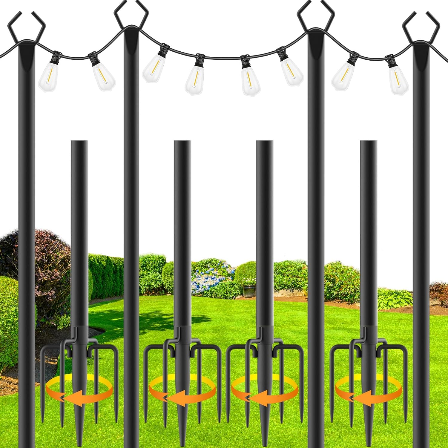 zoegi 4 Pack 10Ft String Light Poles for Outdoor Use