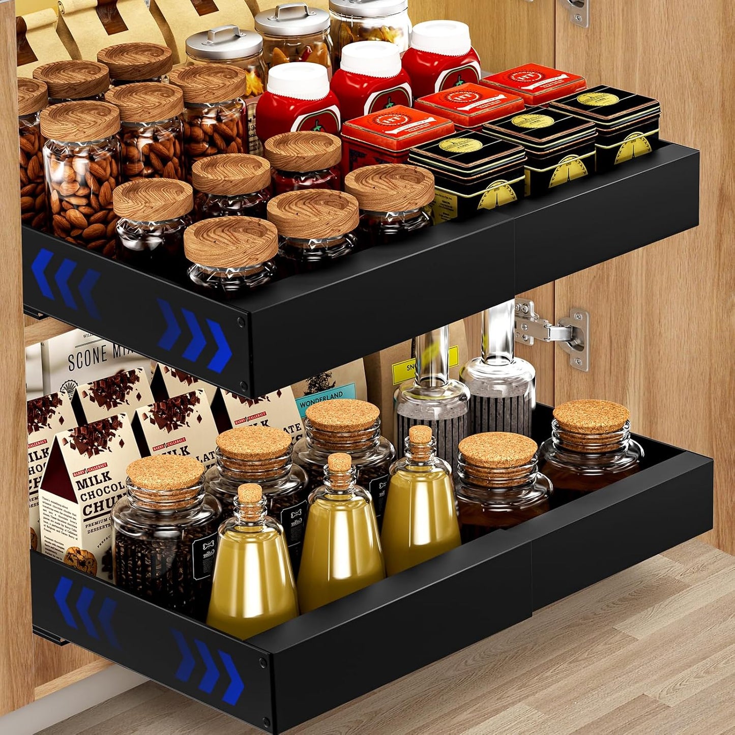 Expandable Pull Out Drawer Organizer for Kitchen Cabinets 2-Pack