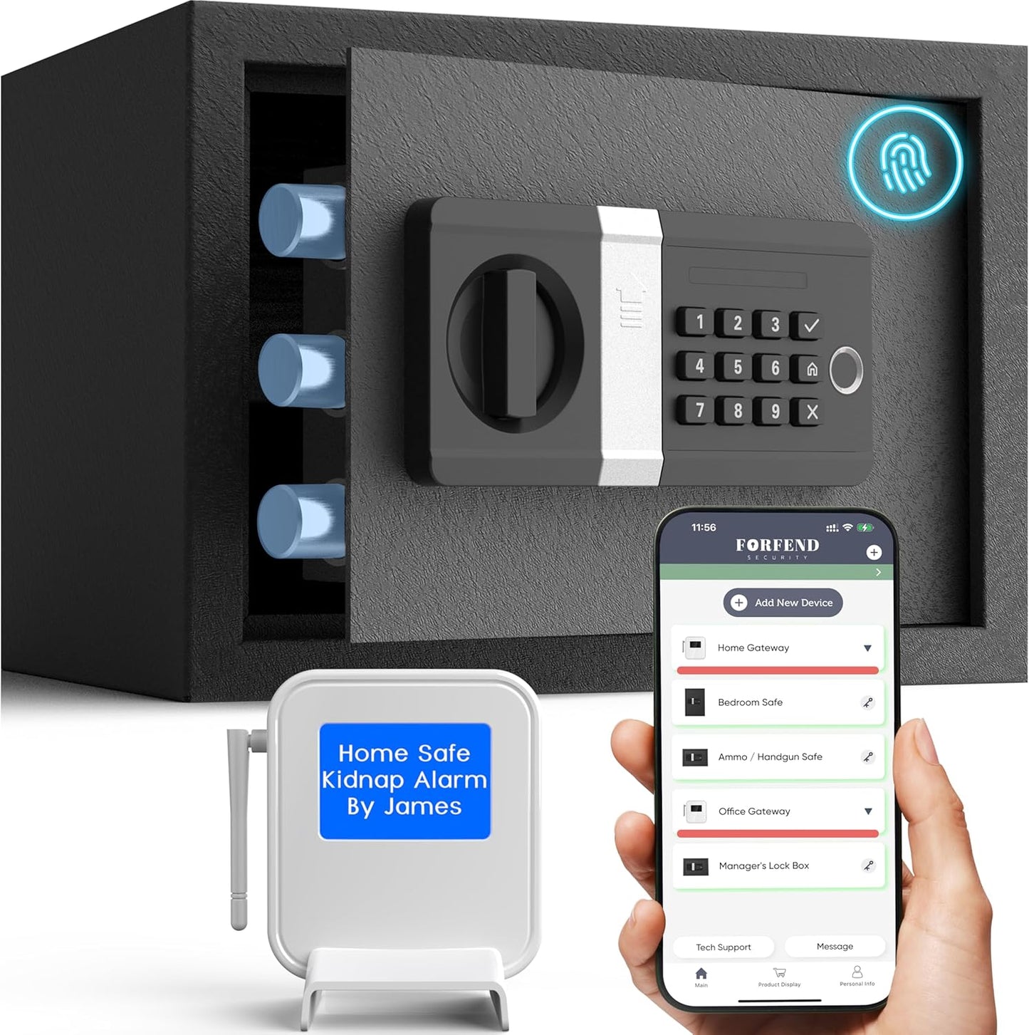 FORFEND Smart Home Safe with WiFi Lock and Alarm Features