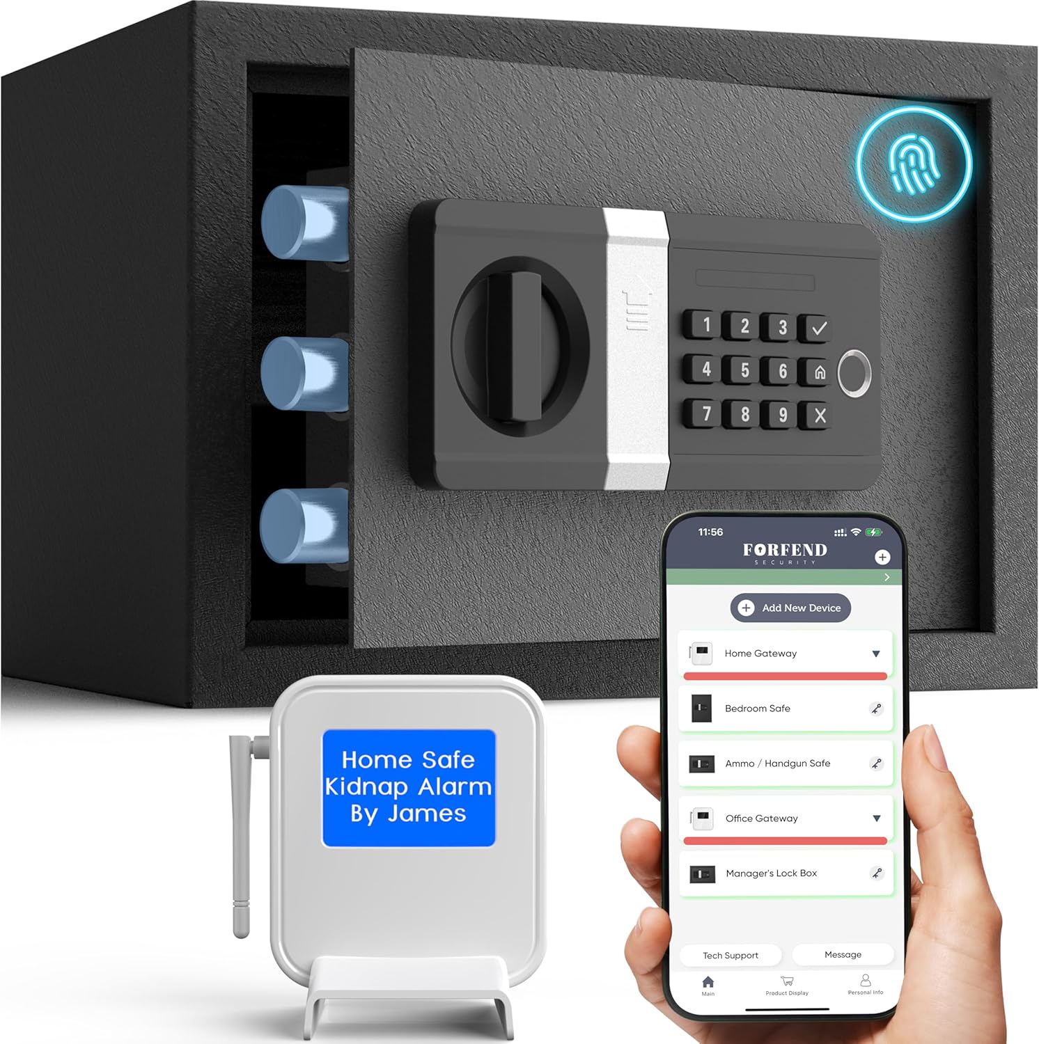FORFEND Smart Home Safe with WiFi Lock and Alarm Features