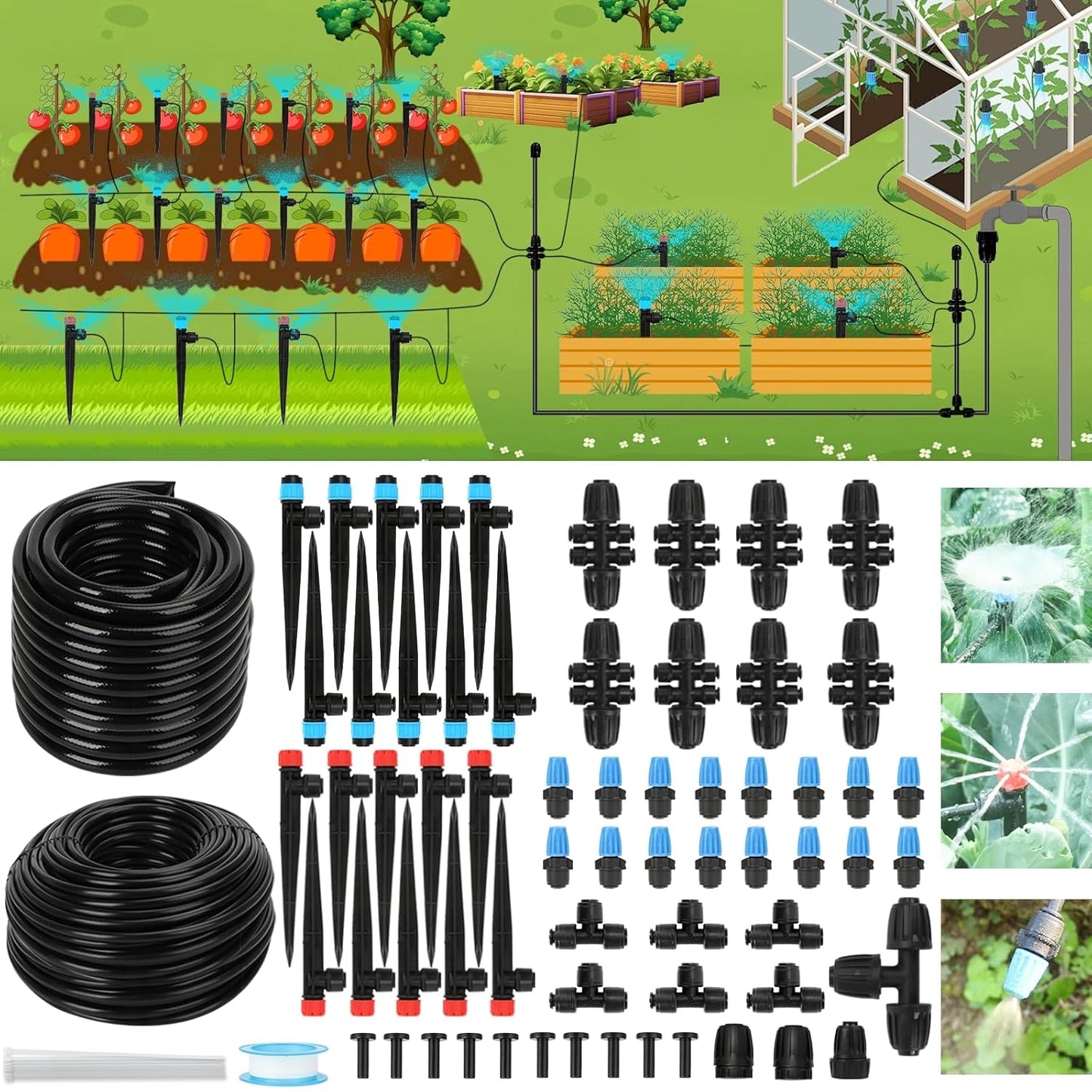 250FT Drip Irrigation Kit by Vatony for Efficient Watering