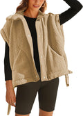 Gozoloma Women's Oversized Fleece Vest Sleeveless Button Down - Cozy