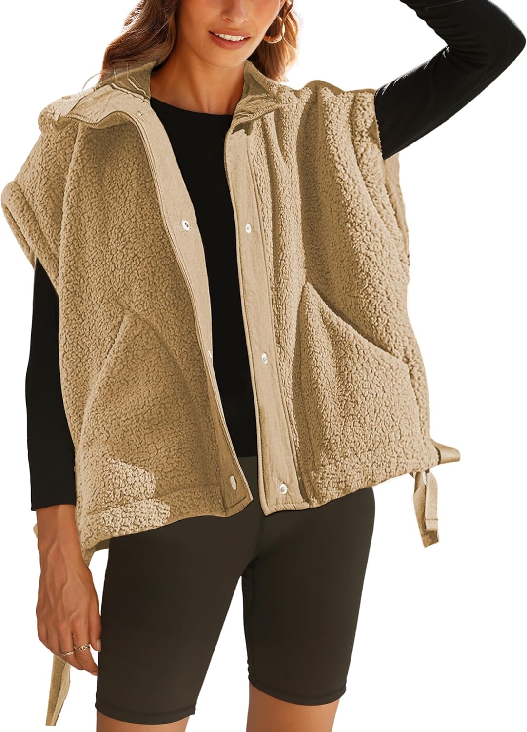 Gozoloma Women's Oversized Fleece Vest for Cozy Casual Style